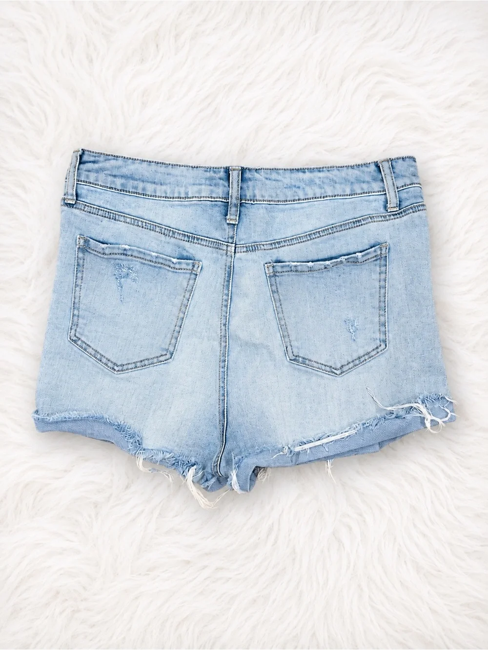 Altar’d State Distressed Denim Shorts Size 31 High Rise Light Wash Frayed